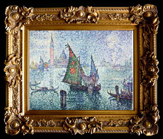 framed  Paul Signac The Green Sail,Venice, Ta012
